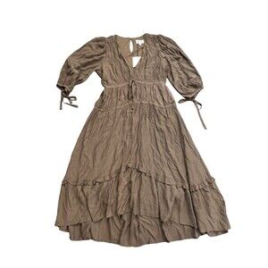 &Merci Empire Waist Dress Olive Green Women's‎ Med Boho